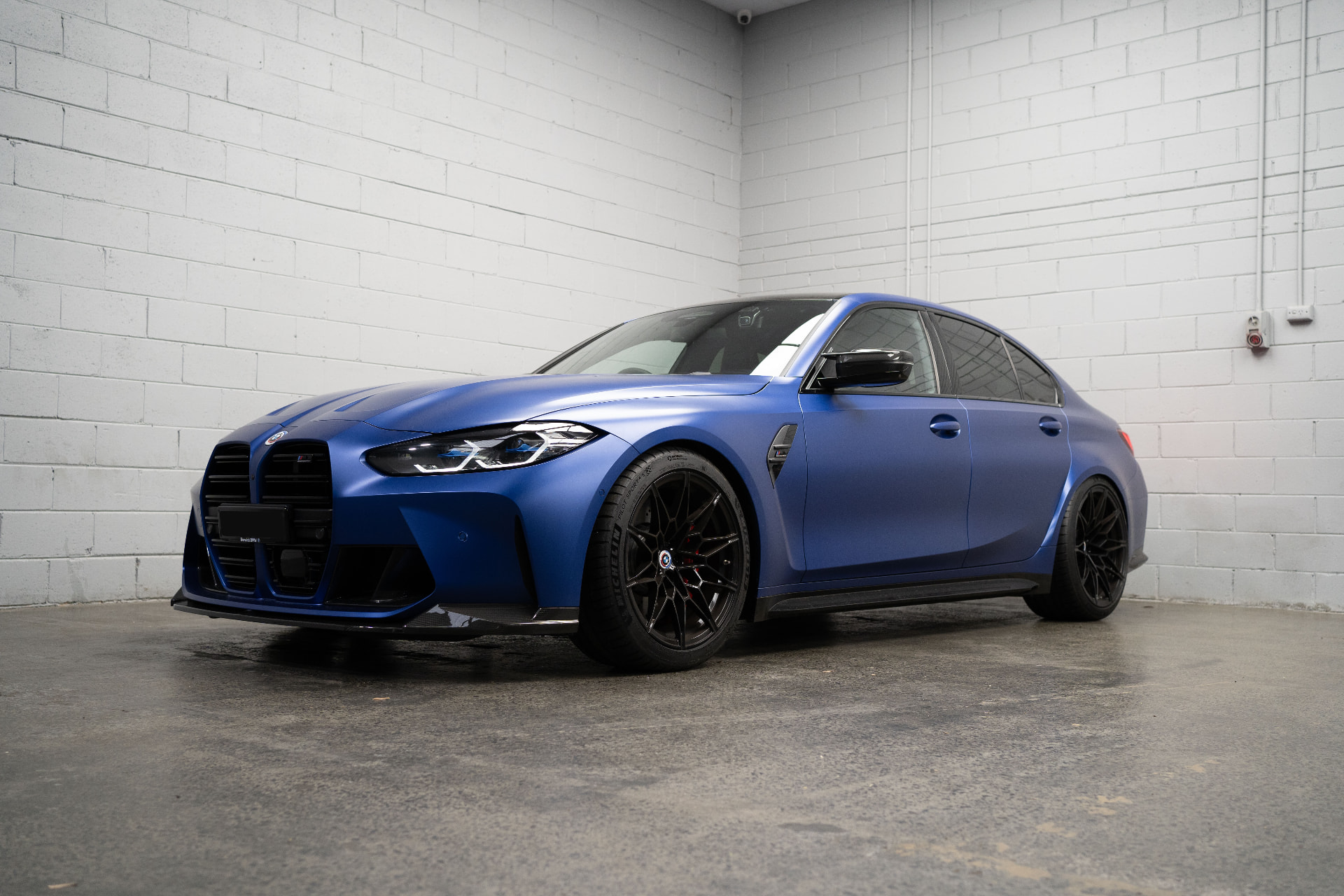 Frozen blue BMW G80 M3 at Apex Performance Tuning, independent BMW specialists in Melbourne