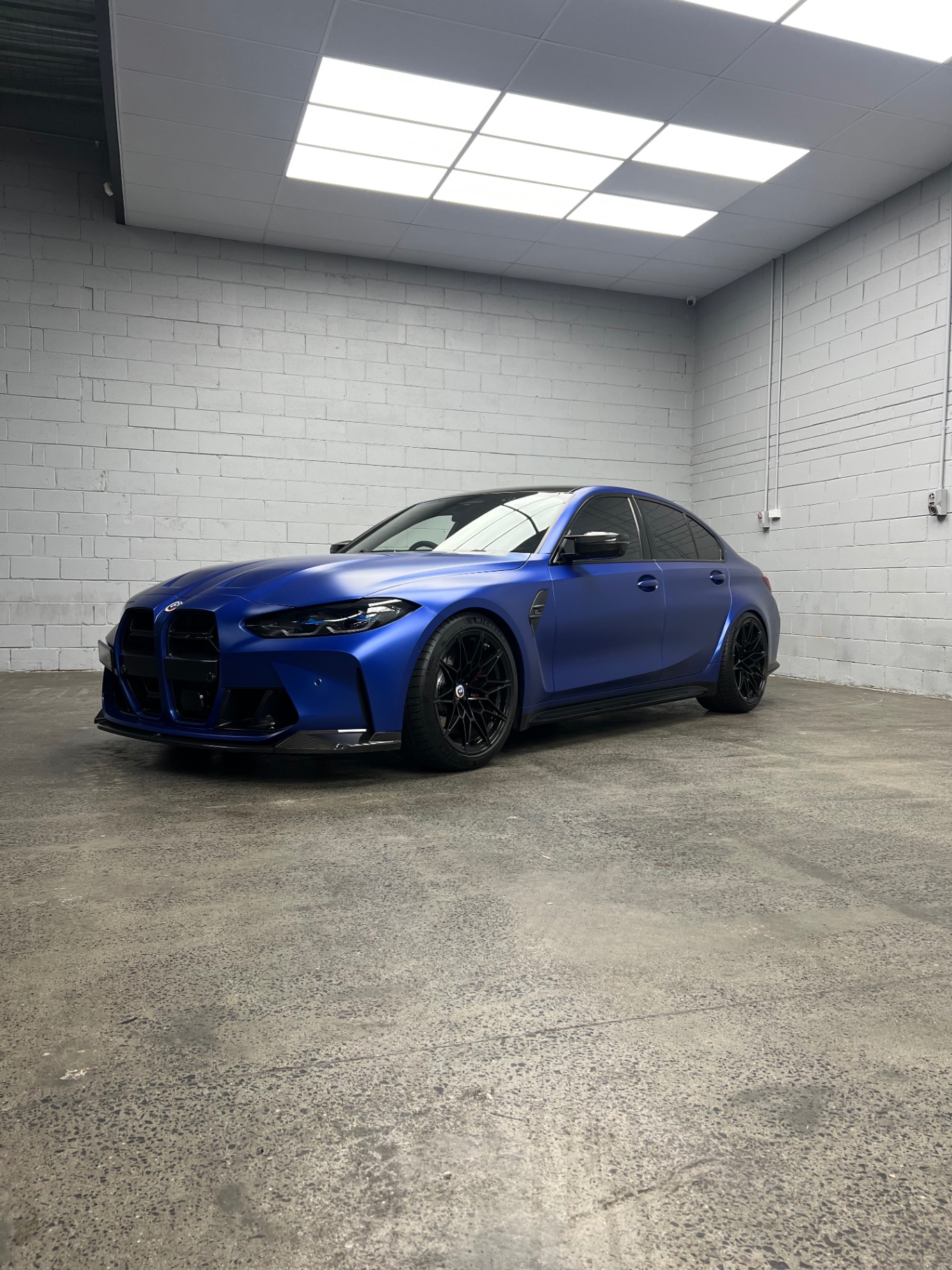 Matte blue BMW M3 at Apex Performance Tuning Melbourne